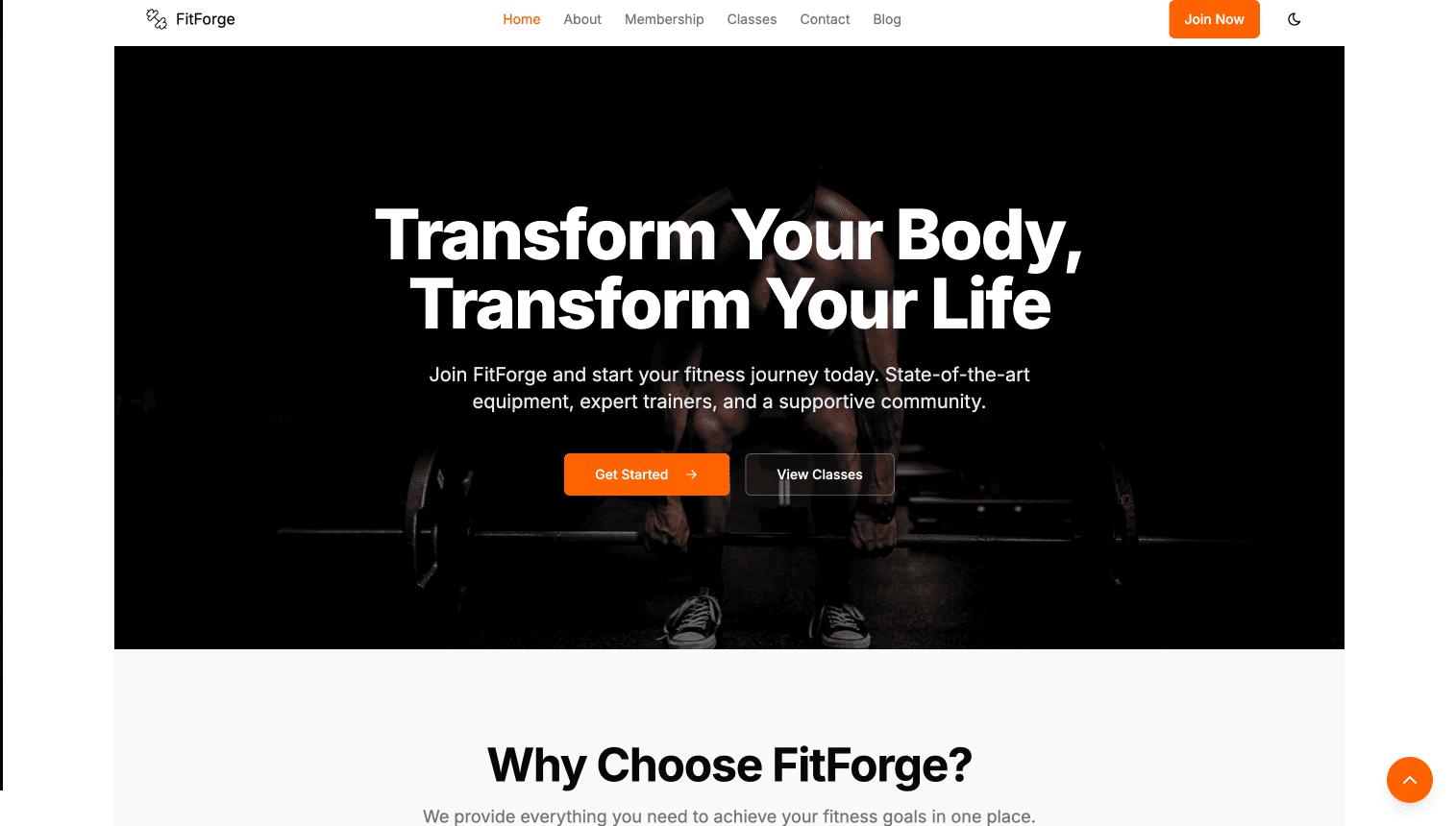 Gym Website Screens 1