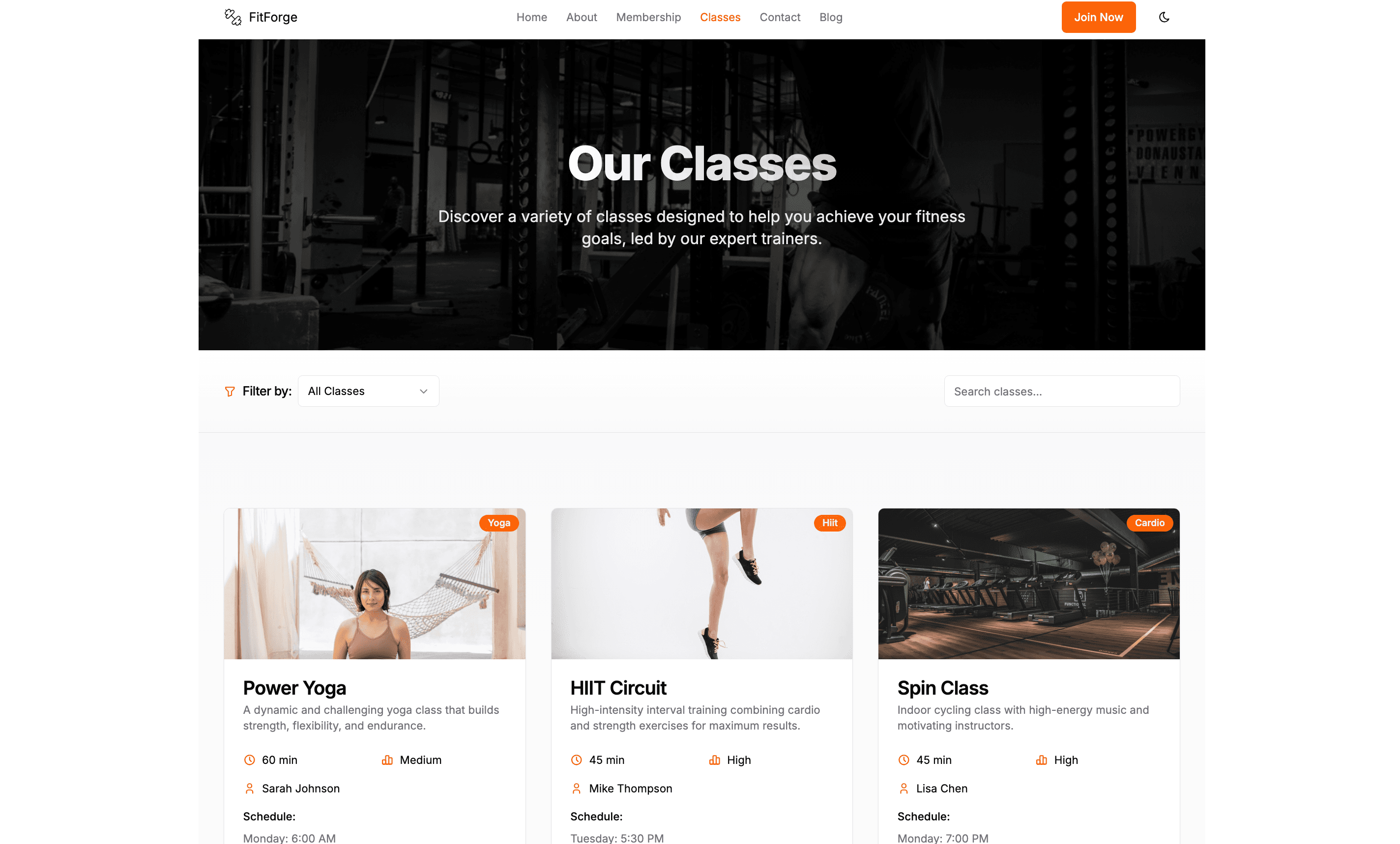 Gym Website Screens 3