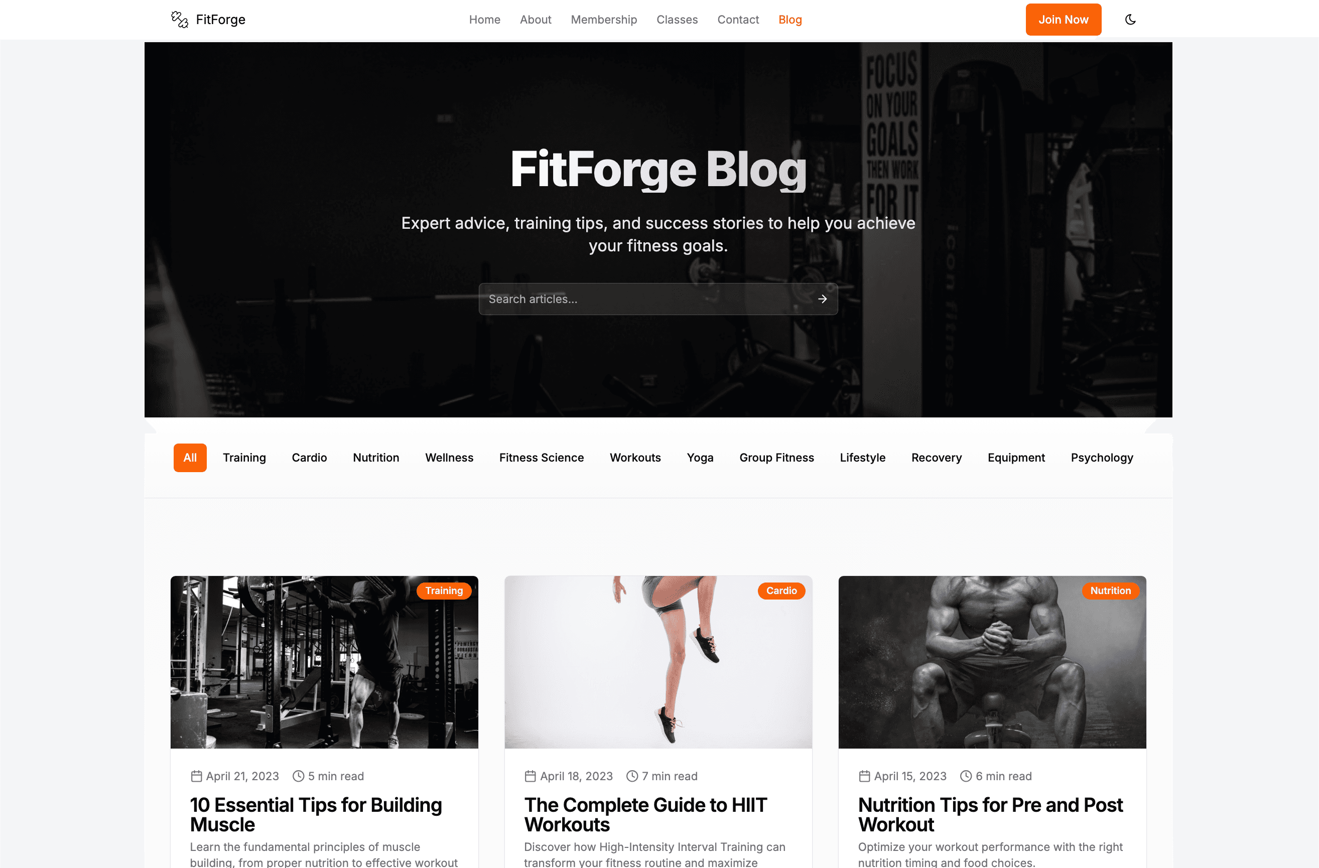 Gym Website Screens 4